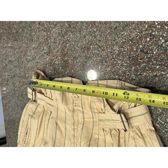 90s VTG Style Linen Cotton High Waist Mom Shorts Size 26/S Vintage yellow stripe - Picture 9 of 11